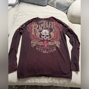 Affliction Y2K Reversible Thermal Longsleeve Shirt Midnight Rambler XL